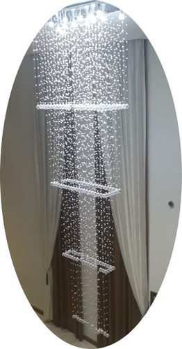 Lustre Em Cristais Torre Retangular Base 1x65