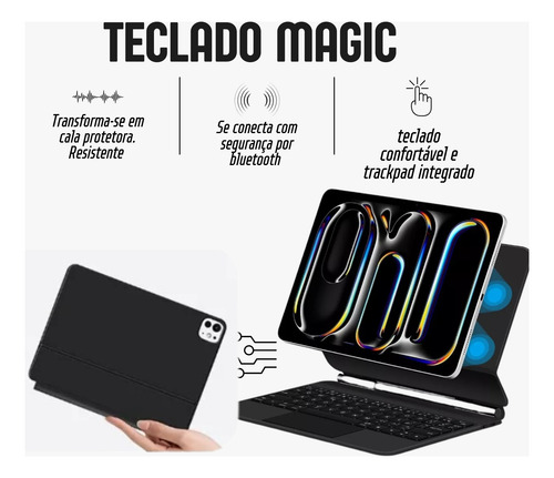 Teclado Magic Para iPad Air 13 Chip M3 - Ergonômico