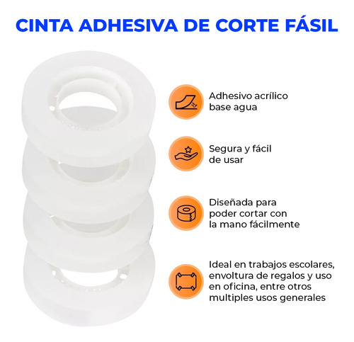 Diurex cinta adhesiva transparente 100 piezas de 25mm x 33m grosor premium.