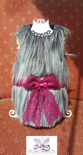 Abrigo Mascota Perro - Pelo De Angora Bb Artificial - Gris