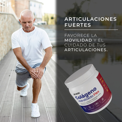 Colágeno Hidrolizado Flex Dr Skin 360g 30 Porciones Cuidá Tus Articulaciones, Fortalecé Tus Huesos Y Prevení Calambres! Magnesio Potasio Vitamina C Ácido Hialurónico Suplemento Articular