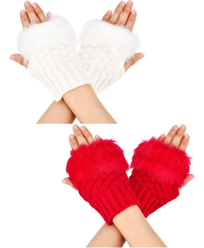 Boao 2 Pares De Guantes De Invierno Sin Dedos Guantes Cortos