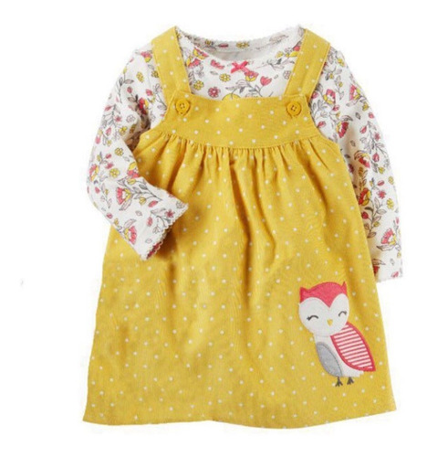 Set Carters 2 Piezas Vestido Jumper Y Remera Manga Larga