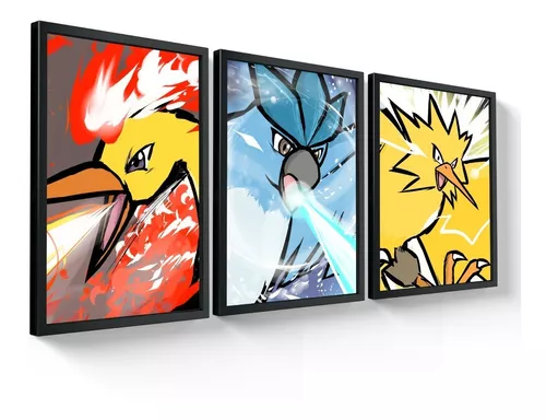 Zapdos,Articuno e Moltres  Póster de pokemon, Arte pokemon, Tipos de  pokemon