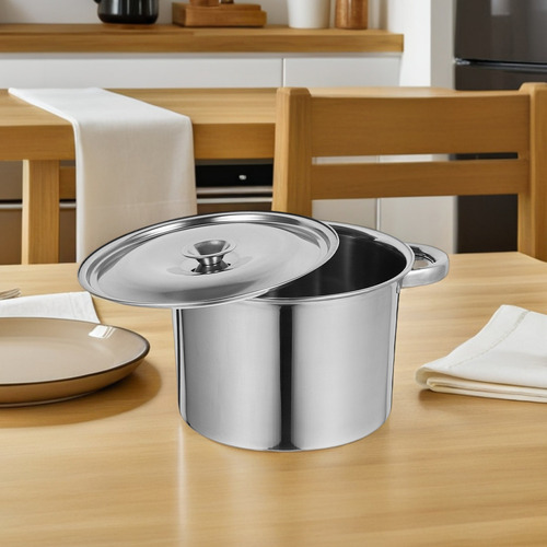 Olla De Acero Inoxidable Con Tapa Y Asas De Alta Resistencia