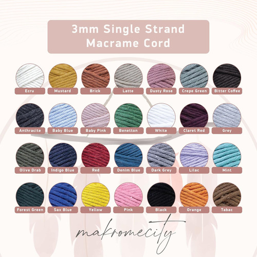 Cuerda De Macramé De 3 Mm X 100 M, Color Lila Y Macram...