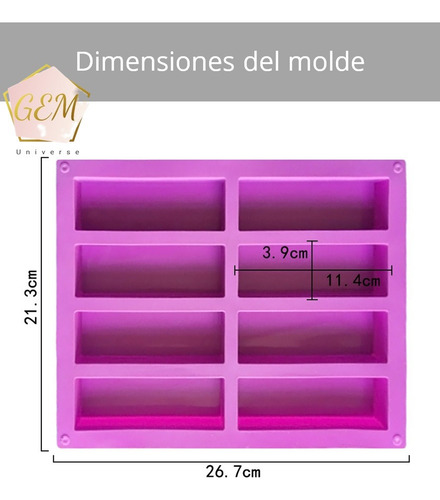 Molde De Silicón Para Hacer Jabones Repostería 8 Barras