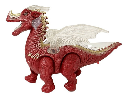 Dragón Con Alas Rojo - Luz Sonido Y Movimiento - Dino World