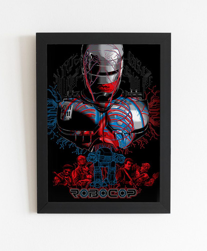 Quadro Decorativo Arte Robocop Filme Poster Moldurado