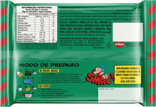 Kit Com 10 Miojo Nissin Lamen Turma Da Mônica Tomate 85g