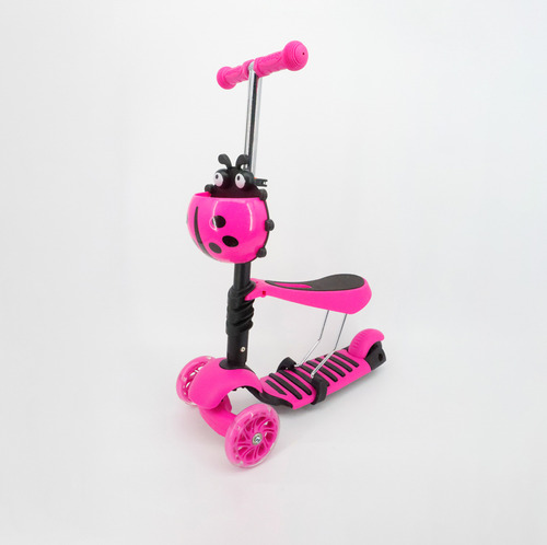 Monopatin 3 En 1 Rueda Luces Led Reforzado Asiento Rosa