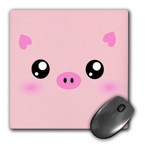 3drose Llc 8 x 8 x 0.25 inches Mouse Pad, Kawaii Pig Face