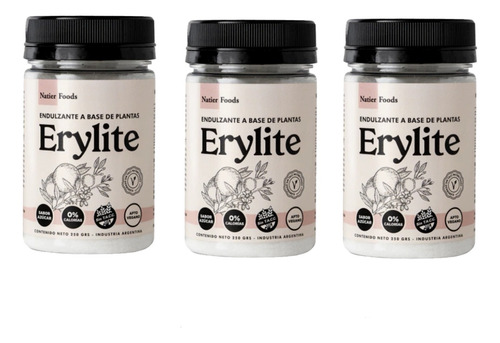 Pack X3 Erylite Endulzante Vegetal 0% Calorias  Natier 250gr