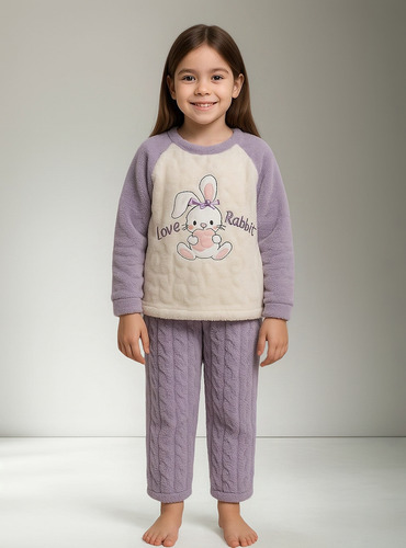 Pijama Cálida Y Suave Pijama Polar Texturizada Niña