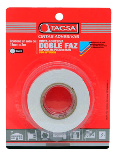 Cinta Adhesiva Bifaz / Doble Faz 18mm X 2mts. Tacsa