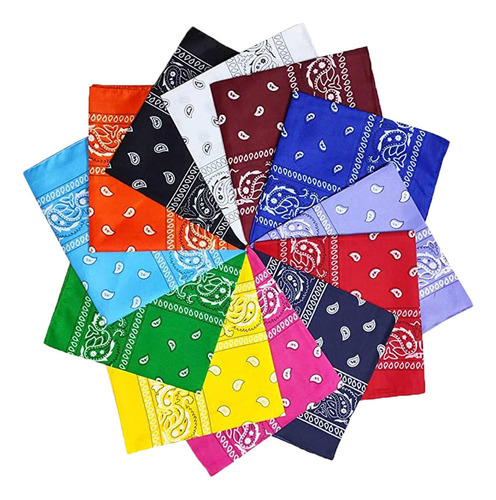 Set De Doce Bandanas De Cachemir Multicolor, Estilo Vaquero,