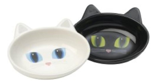 Petrageous Oval Frisky Kitty Pet Bowl 55 Pulgadas Negro