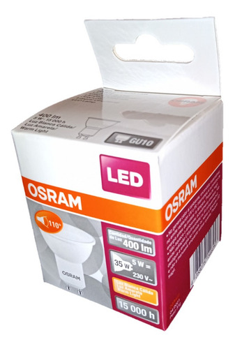 Imagen 3 de 8 de Lámpara Dicroica Led Osram Gu10 5w 220v Cálida Pack X 10