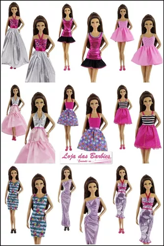 Kit 10 Roupas Vestidos Boneca Barbie 20 Sapatos 20 Acessório