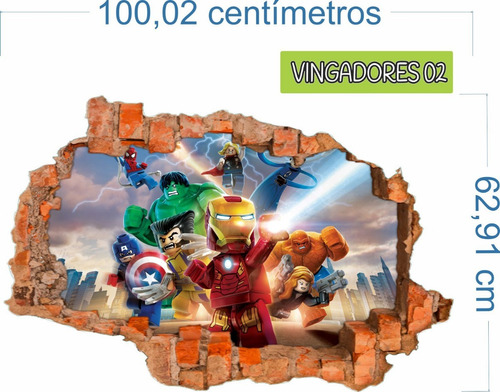 Adesiv0 Recortado Parede Quebrada Vingadores Mod. 02