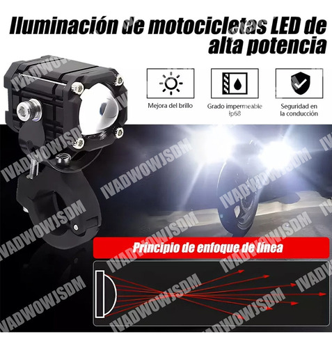 N 2 Faros Luces Led Auxiliares 4 Modos Lupa Moto+interruptor