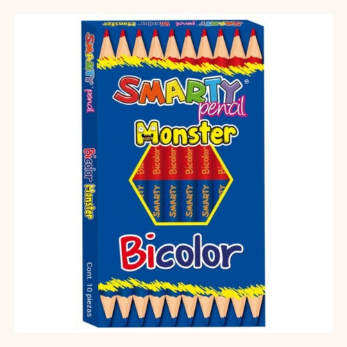 Lápiz Bicolor Hexagonal Monster Smarty Pack C/30 Pzas