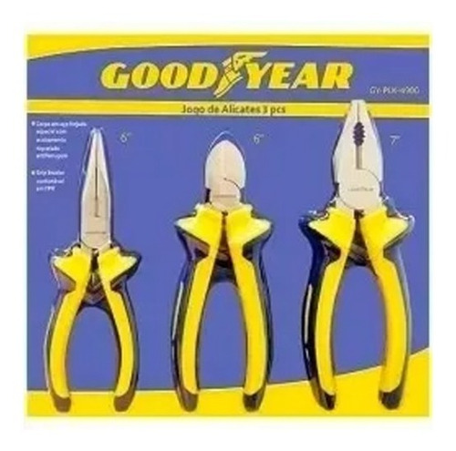 Kit Set 3 Pinzas Alicate Good Year Acero Carbono Reforzada