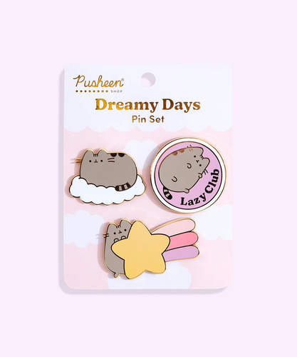 Conjunto De Pines Gato Pusheen The Cat Dreamy Days Pins Set Color Gris Oscuro