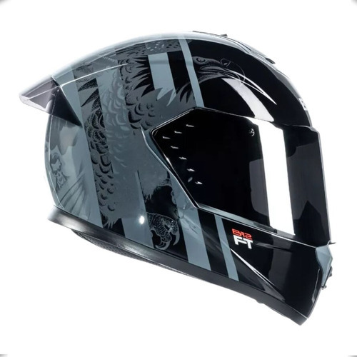 Capacete Moto Bieffe B-12 Ft Felipe Titto Cor Cinza Dark com Preto Tamanho do capacete 60