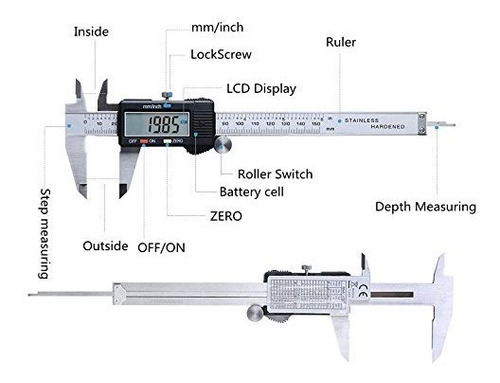 Herramienta Hogar Calibrador Digital Lcd 6 Bateria