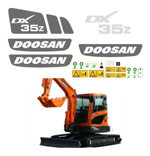 Adesivos Mini Escavadeira Doosan Dx35z Dx 35z Ca-17502 Mq