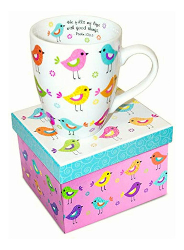 Divinity Boutique Inspirational Ceramic Mug With Birds Psalm Color Pájaros En Filas