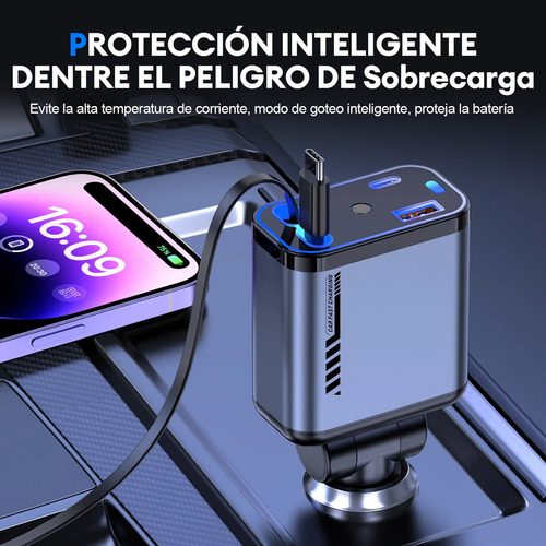 4 En 1 Cargador Retráctil De Coche De Carga Rápida De 120w