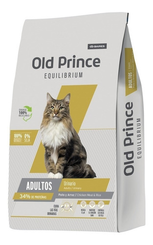 Imagen 1 de 2 de Alimento Old Prince Equilibrium Adults Urinary Care para gato adulto sabor pollo y arroz en bolsa de 7.5kg