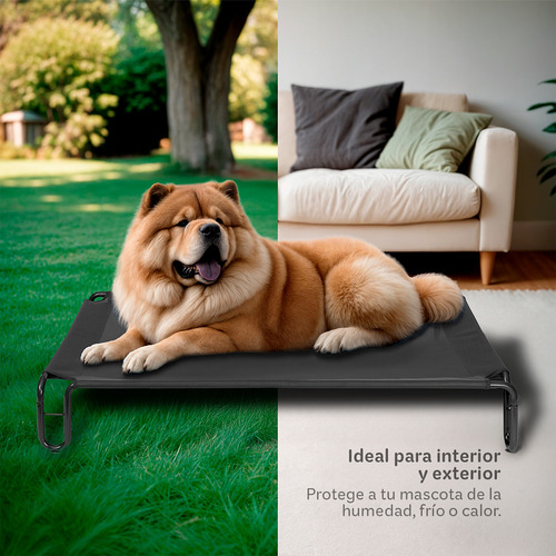 Cama Elevada para Perro con Malla Transpirable ideal en Calor, Catre de Mascotas Esquimal Pets. Negro, 110x76x20cm