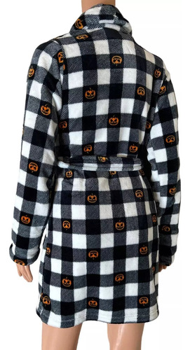 Bata De Dormir A Cuadros Con Calabazas Talla M