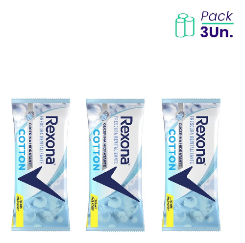 Rexona Jabon Barra Sensible Coton Fresh 125g 3u Pack X3u