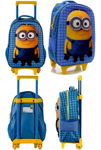 Imagem 2 de 4 de Kit Minions Original : Mochila Rodinhas + Lancheira + Estojo