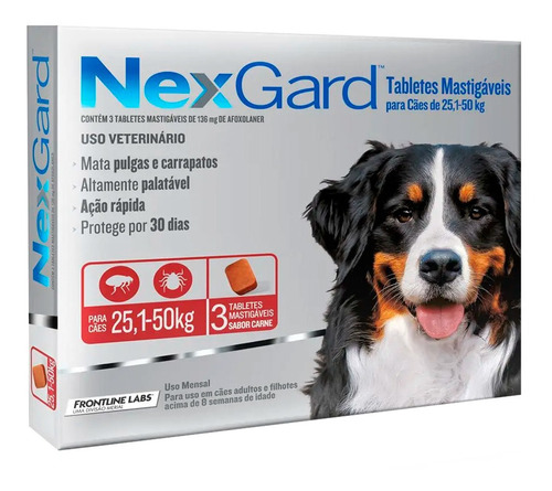 Antipulgas Masticable Para Perro Nexgard 25-50kg 3 Tabletas