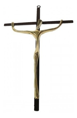 Crucifixo Estilizado Bronze Ferro 43 Cm Parede Jesus Cristo