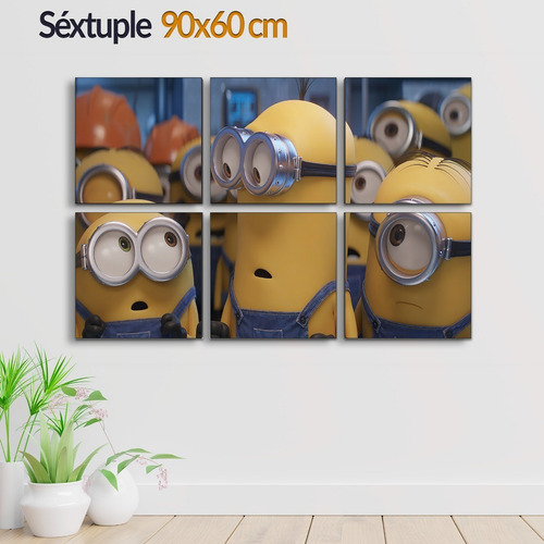 Cuadro Decorativo Moderno Minions Jd-0535 G Séxtuple 90x60 Cm Sin Marco