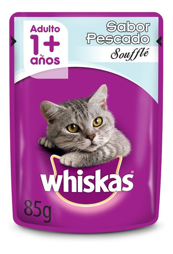 Imagen 2 de 8 de Whiskas Alimento Húmedo Gato Pescado Soufflé Sobre 12un