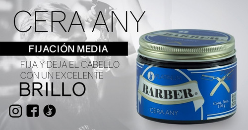 Cera Any Cabello Barber Fijacion Media Efecto Brillo 150 Gr