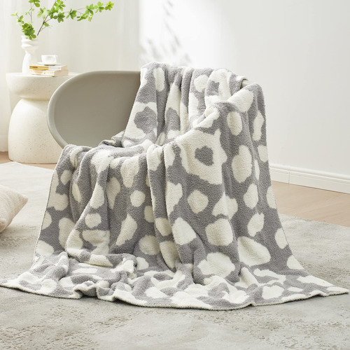 Snuggle Sac Manta De Leopardo Gris Para Sof, Manta Reversibl