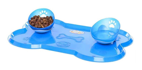 Comedouro Duplo P/ Cães E Gatos Truqys Pets C/ Bandeja Tam P
