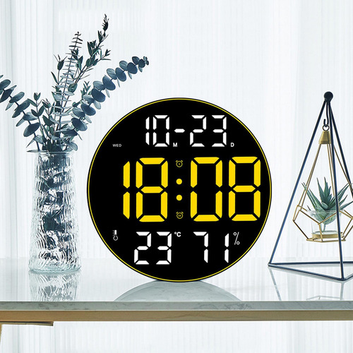 Relógio Digital Led Relógio De Parede Amarelo