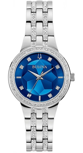 Relógio Bulova Phantom Swarovski Quartz Feminino 96l276 Cor da correia Prateado Cor do bisel Prateado Cor do fundo Azul