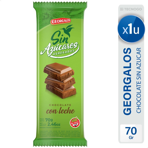 Chocolate Con Leche Georgalos Sin Azucares Agregada Sin Tacc