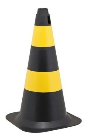 Cone Pvc Preto E Amarelo 75cm