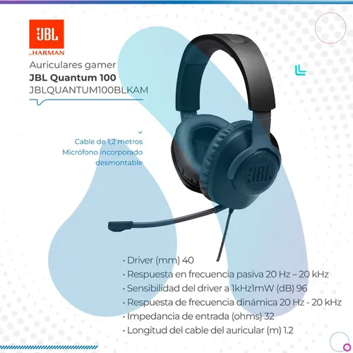 Auriculares Gamer Jbl Quantum 100 Negro